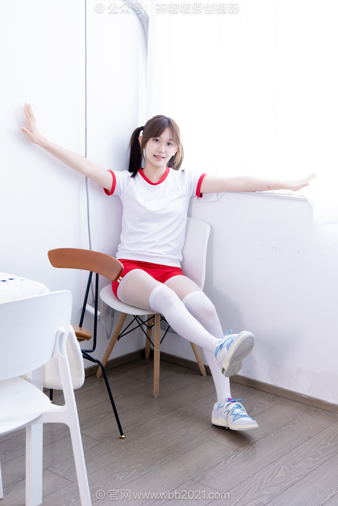 图片[2]-袜啵啵611期：香菜-板鞋、厚白丝过膝袜（叠穿薄白丝）、薄白丝（脚尖加固款）、体操服-觅颜社