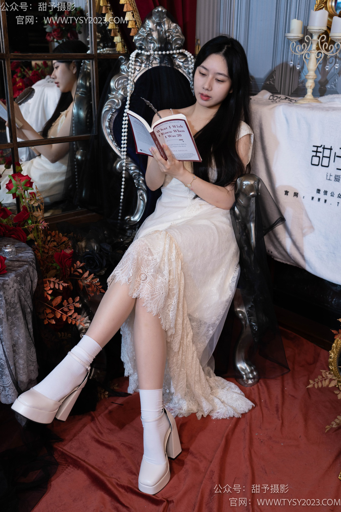 图片[2]-甜予摄影027期：鱼鱼-高跟鞋、白棉袜、肉丝（脚尖加固款）-觅颜社