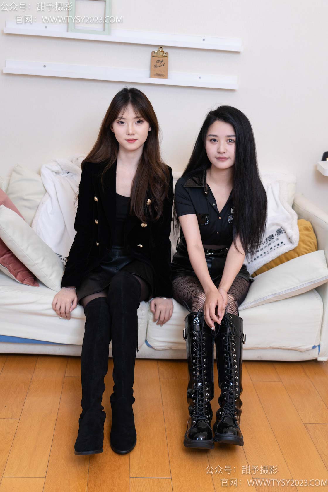 图片[4]-甜予摄影071期：璇璇澜澜-长靴、黑丝（脚尖微加固款）、渔网袜、裸足、互相撕破丝袜剧情-觅颜社