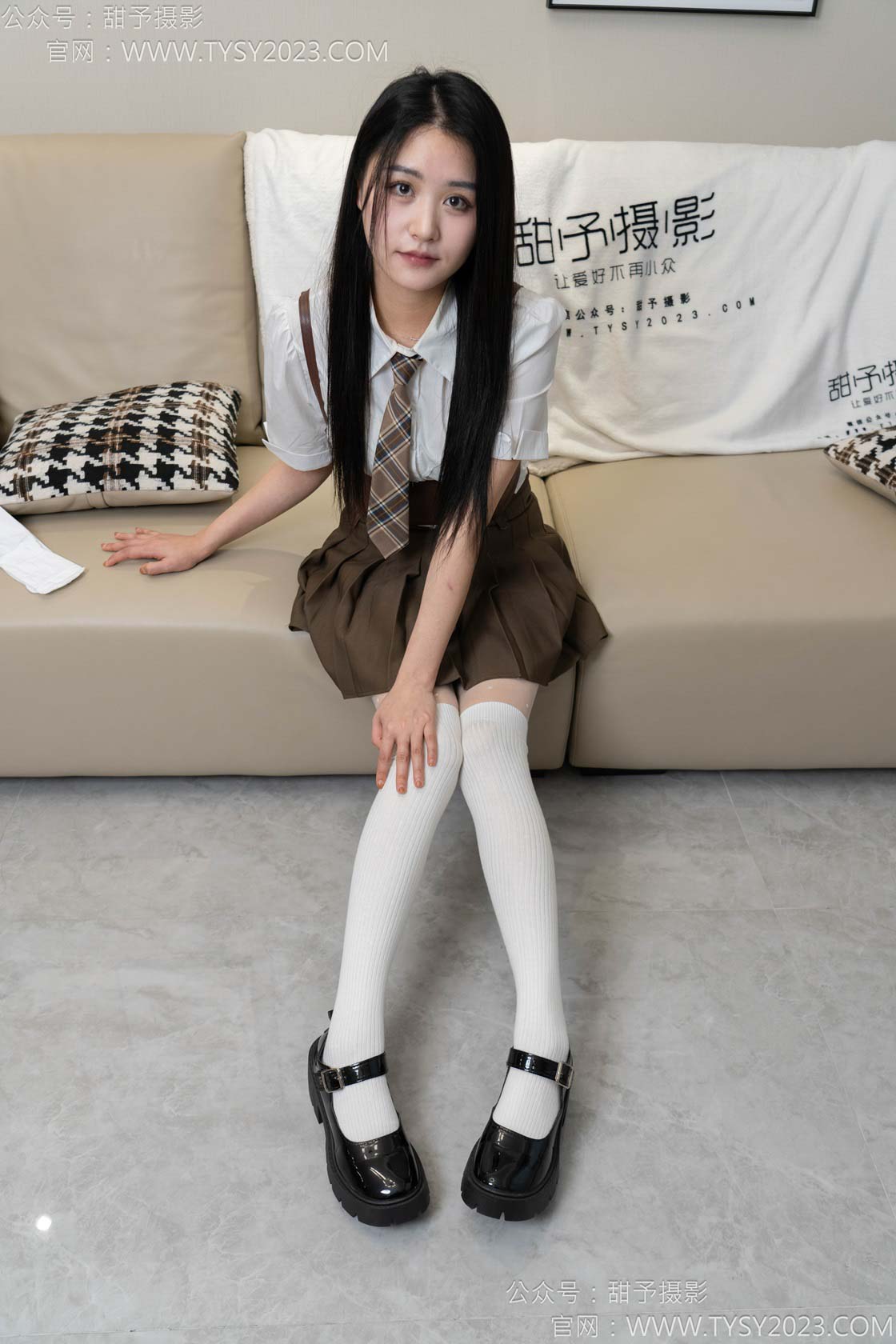 图片[4]-甜予摄影150期：澜澜-皮鞋、大腿袜、小腿袜、波点白丝袜-觅颜社