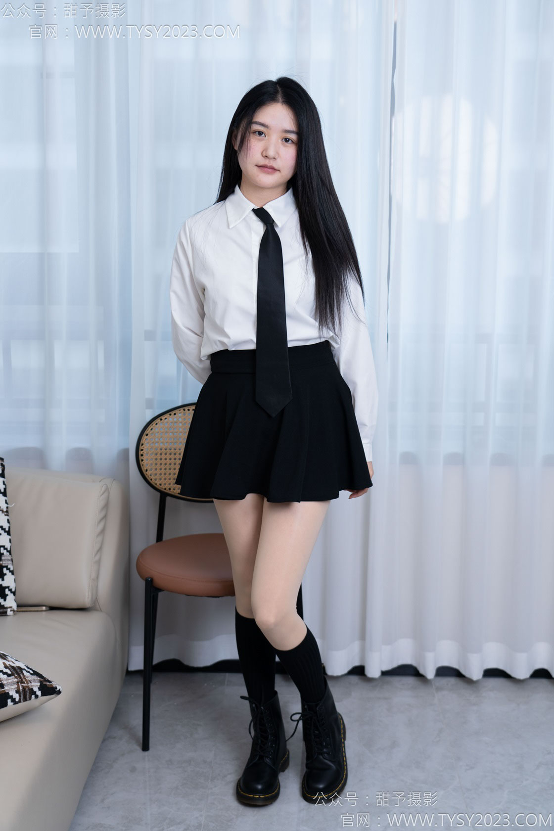 图片[4]-甜予摄影168期：澜澜-短靴、小腿袜、肉丝（透明足尖）、灰裤袜-觅颜社