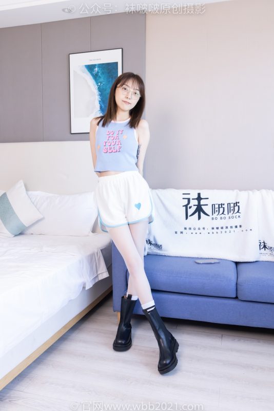 袜啵啵479期：稚予-短靴、长筒白棉袜、白丝（脚尖加固款）-觅颜社