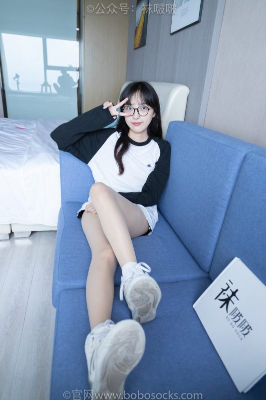 袜啵啵015期：稚予-阿迪板鞋、白色短棉袜、肉丝（脚尖加固款）-觅颜社